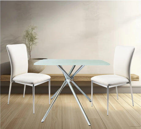 Set Of 3 Contemporary Soft White Faux Leather Dining Set - Omega Lifestyles