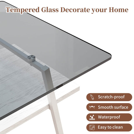 Set Of 3 Modern Tempered Glass Coffee End Tables - Sleep Galleria