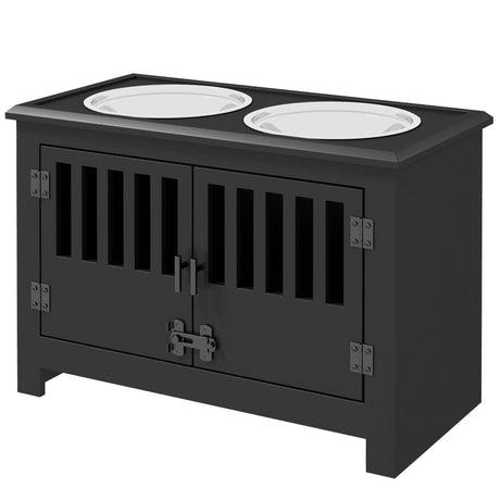 Elevated Dog Bowl Stand With Storage Cabinet - Sleep Galleria