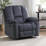 Manual Recliner Chair With Skin-Friendly Fabric And Cup Holders - Omega Lifestyles