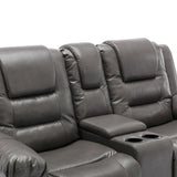 Grey Manual PU Upholstered Home Theater Recliner Chair Set - Omega Lifestyles