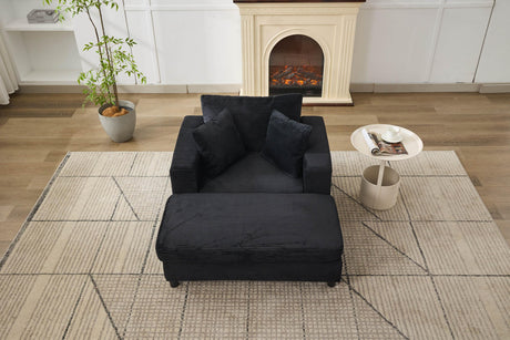 Corduroy Chaise Lounge Chair With Removable Ottoman - Omega Lifestyles