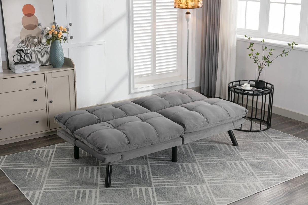 Light Grey Upholstered Convertible Foam Sofa Bed Twin - Omega Lifestyles