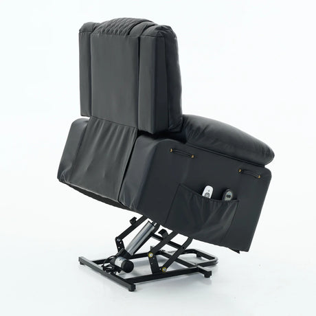Medium-Firm Remote-Controlled Heating Massage Recliner PU Leather - Omega Lifestyles
