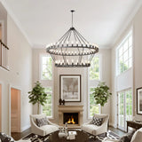 Matte Black Large Wagon Wheel 54-Light Chandelier - Omega Lifestyles