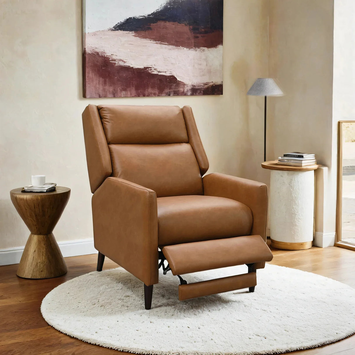 Mid-Century Modern Brown Pushback Manual Recliner Chair - Omega Lifestyles