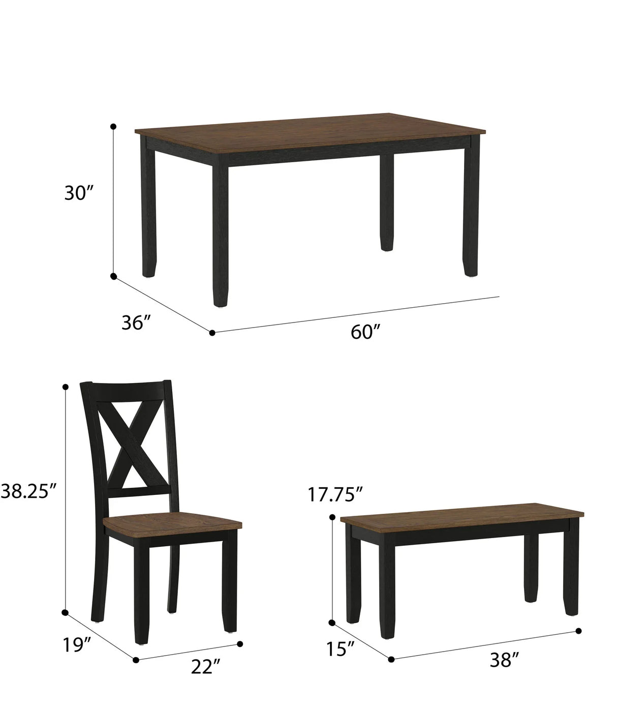 Brown Wood 6-Piece Contemporary Dining Table Set - Omega Lifestyles