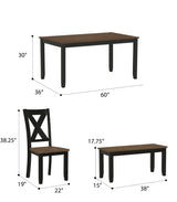 Brown Wood 6-Piece Contemporary Dining Table Set - Omega Lifestyles