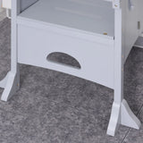 Foldable Wooden Kids Kitchen Step Stool With Safety Rail - Omega Lifestyles