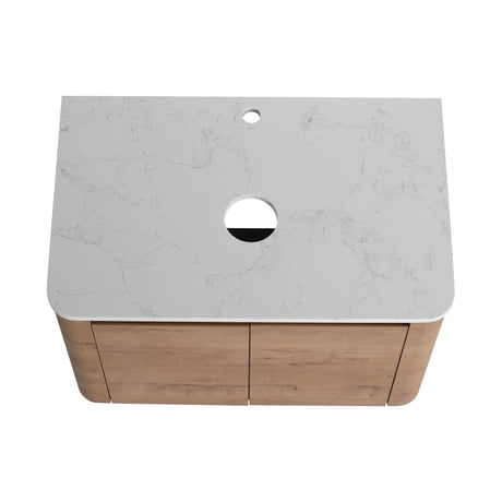 30-Inch Wall-Mounted Bathroom Vanity With Ceramic Sink - Omega Lifestyles
