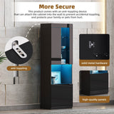 Modern Black LED Fireplace TV Stand with Shelves - Omega Lifestyles