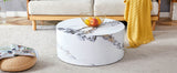 12-Inch White Patterned Cylindrical MDF Coffee Table - Omega Lifestyles