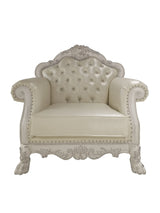 Dresden Faux Leather White Accent Chair With Pillows - Omega Lifestyles