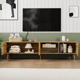 70-Inch Modern Mid Century Oak TV Stand - Omega Lifestyles