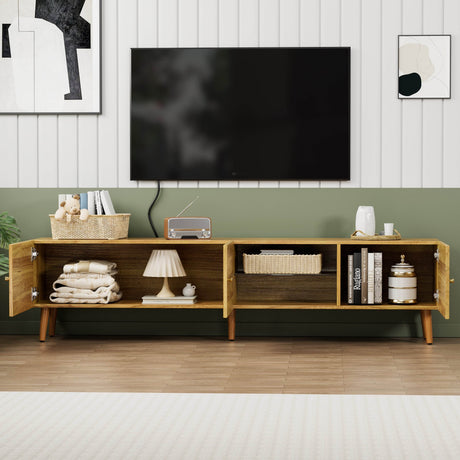 70-Inch Modern Mid Century Oak TV Stand - Omega Lifestyles