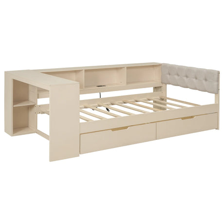 Twin Wood Platform Bed With Storage Drawers And Charging Station - Omega Lifestyles