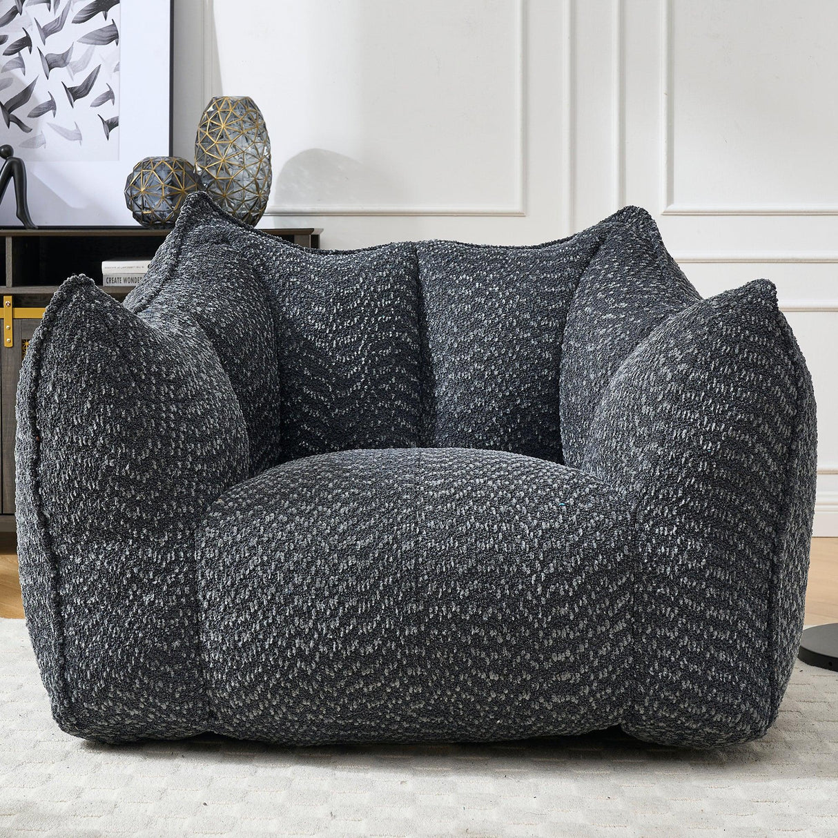 Chenille Foam Bean Bag Chair For Adults - Omega Lifestyles