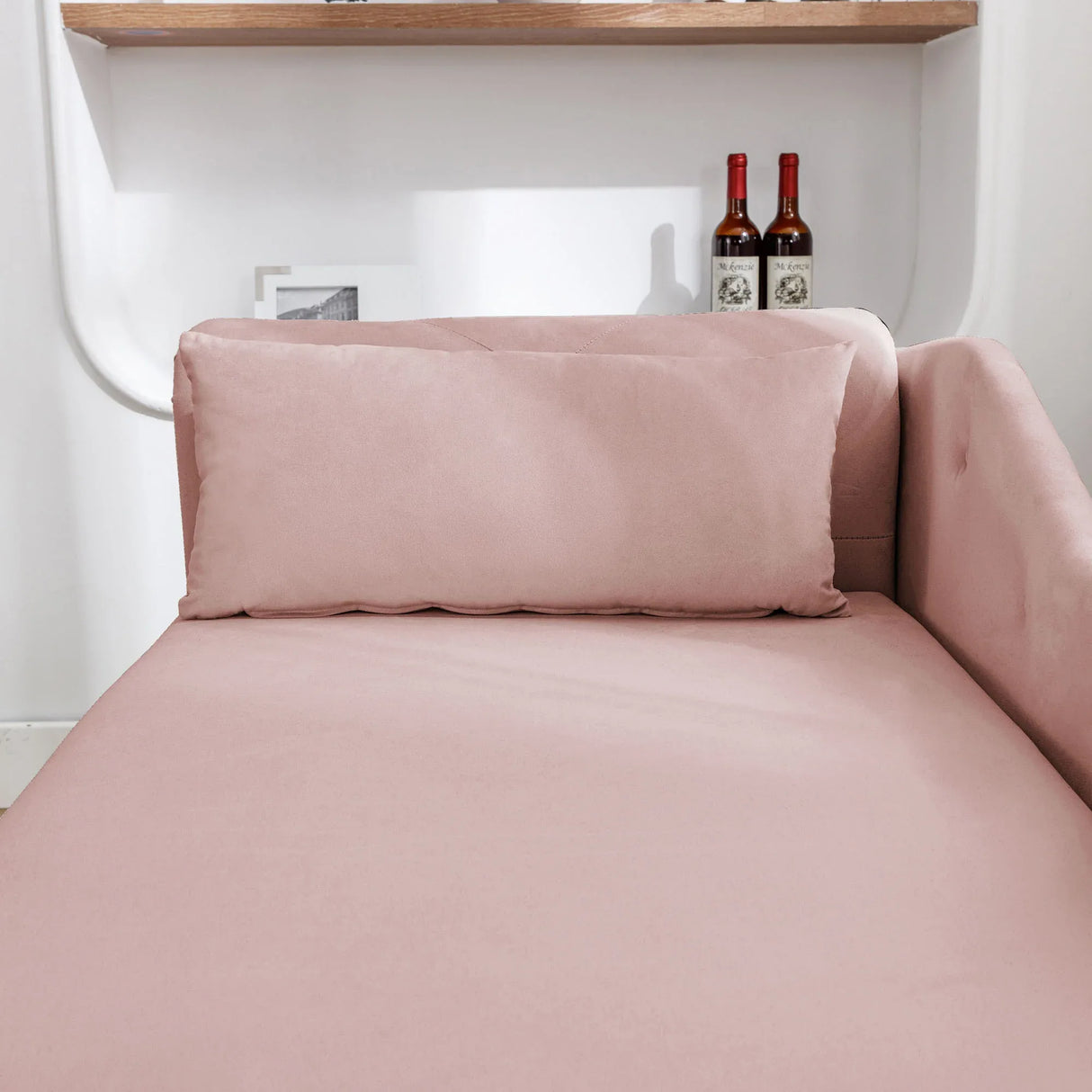 Pink Velvet Storage Chaise Lounge With Pillow - Omega Lifestyles
