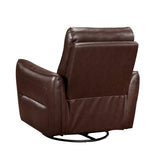 Brown Leather Swivel Recliner Chair With Wood Frame - Omega Lifestyles