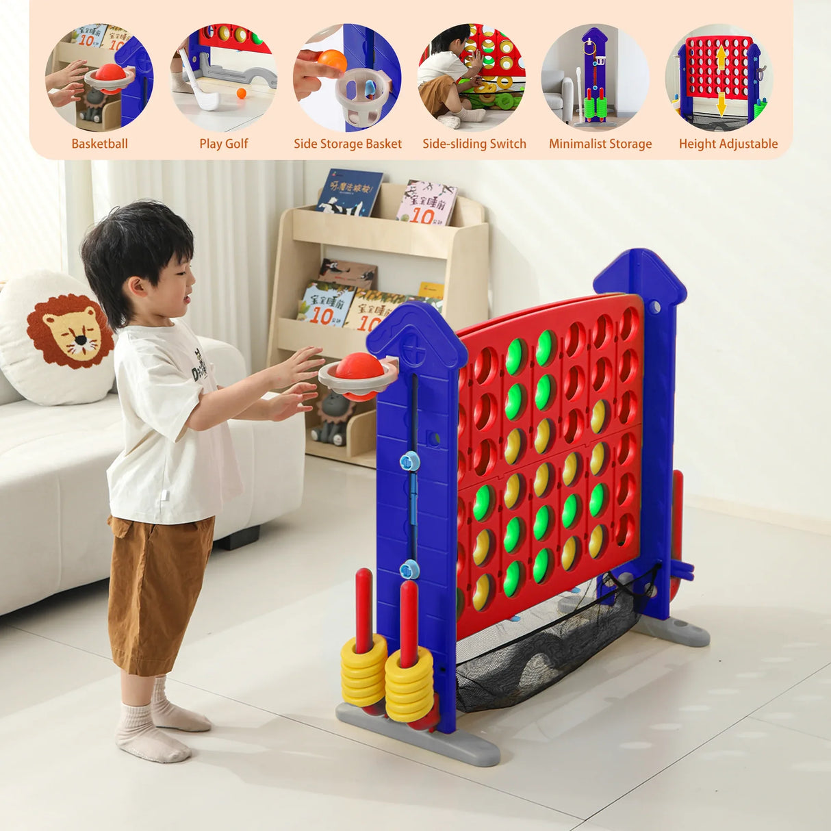 4-in-1 Adjustable Height Indoor Outdoor Giant Game Set - Omega Lifestyles