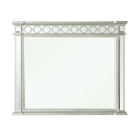Beveled Edge Silver Synthetic Wood Wall Mirror - Omega Lifestyles