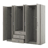 6-Doors Modern Gray Wooden Wardrobe Storage Cabinet - Omega Lifestyles