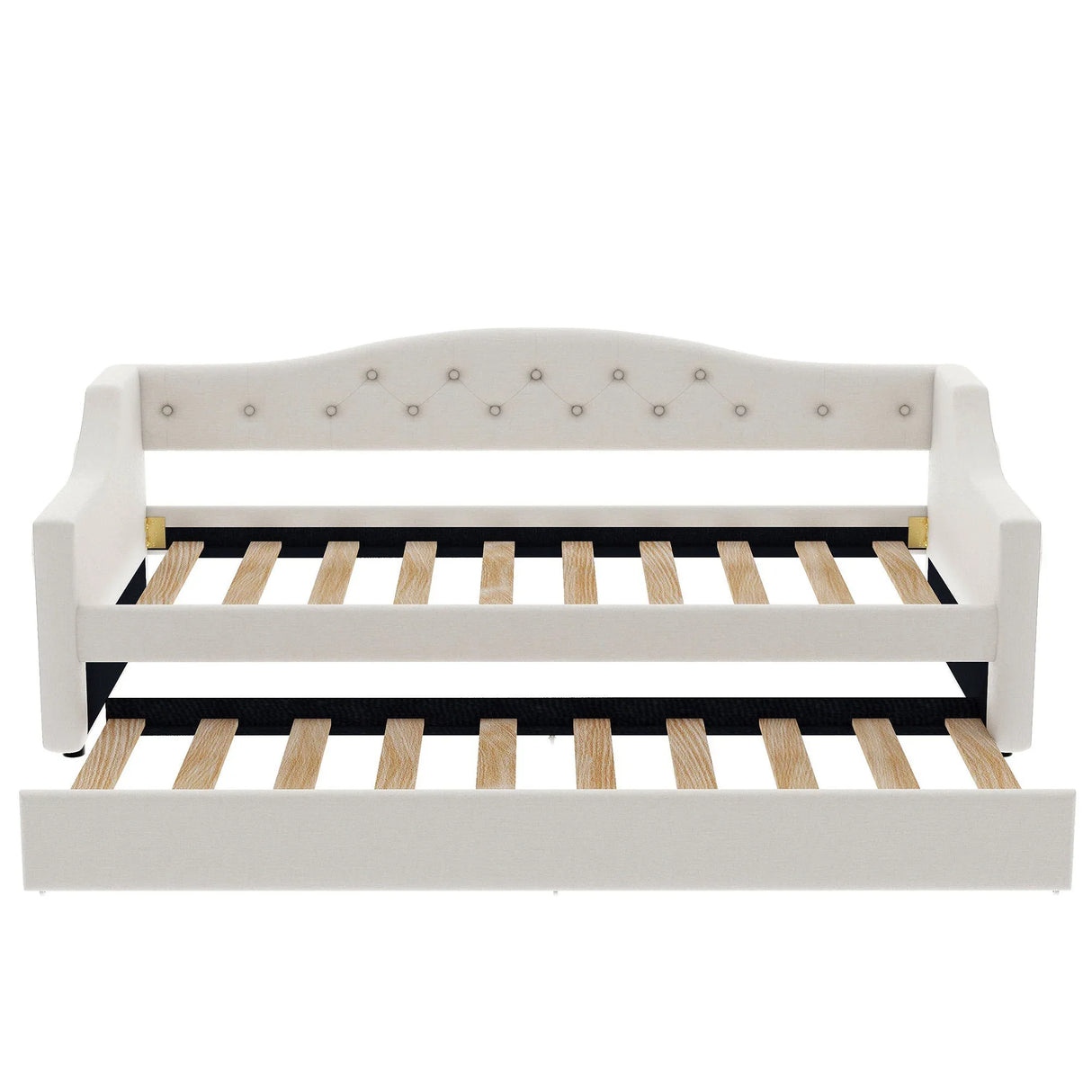 Twin XL Upholstered Linen Daybed With LED Trundle - Omega Lifestyles