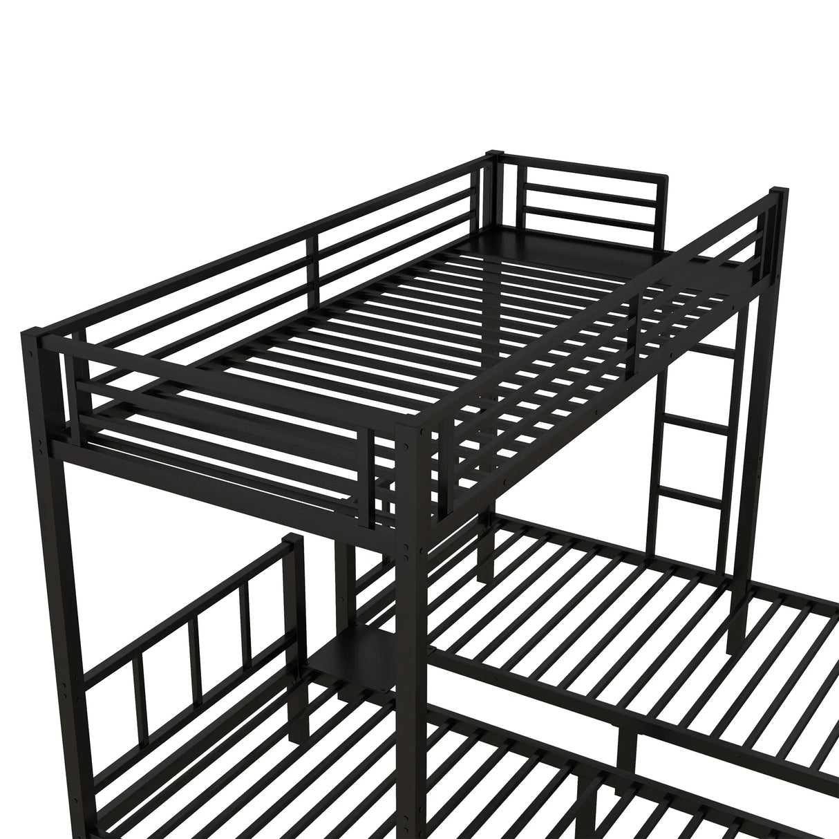 Metal Twin Over Twin Triple Bunk Bed With Guardrails - Omega Lifestyles