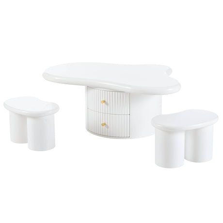 Cloud-Shaped Coffee Table With Stools And Drawers - Sleep Galleria