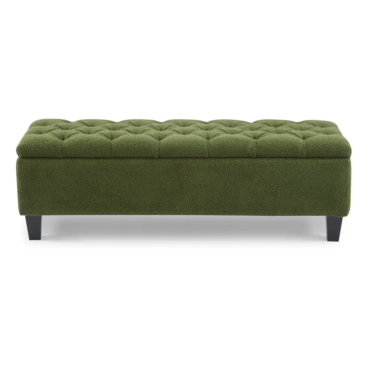 Green Boucle Ottoman Bench With Storage And Seating - Omega Lifestyles