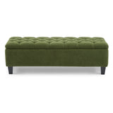 Green Boucle Ottoman Bench With Storage And Seating - Omega Lifestyles