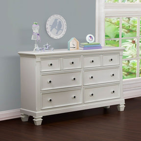 Solid Wood White 6-Drawer Double Dresser With Smooth Glide - Omega Lifestyles