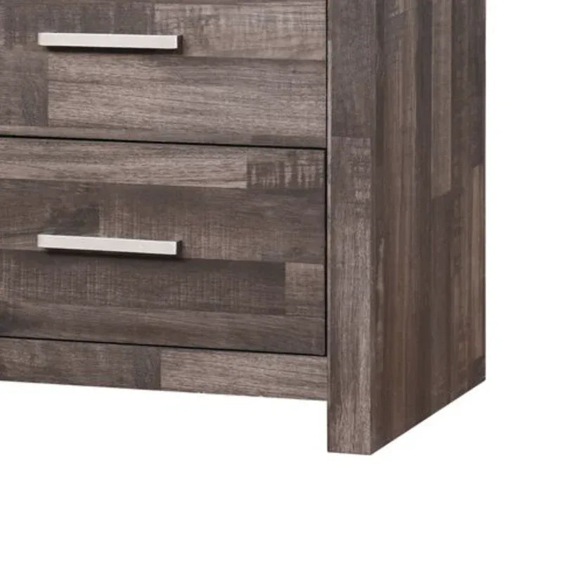 Rustic Dark Brown Synthetic Wood Nightstand With Drawers - Omega Lifestyles