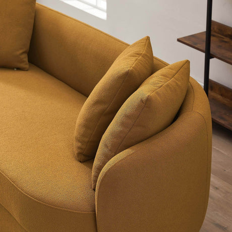 Mid-Century Modern Dark Yellow Boucle Sofa - Omega Lifestyles