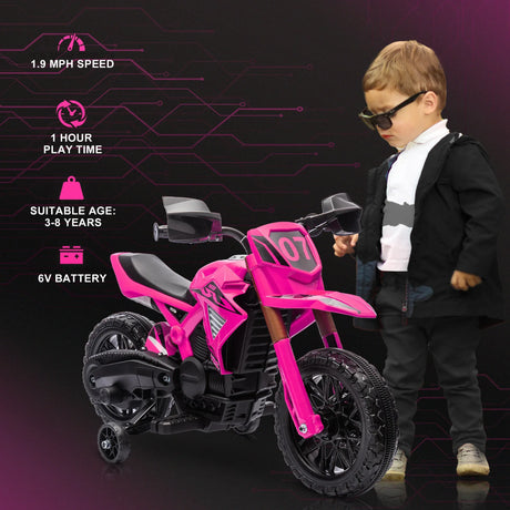 6V Electric Kids Motorcycle With Training Wheels And Horn - Omega Lifestyles