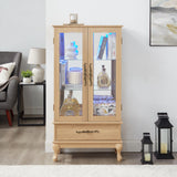 Lighted Glass Curio Display Cabinet With Adjustable Shelves