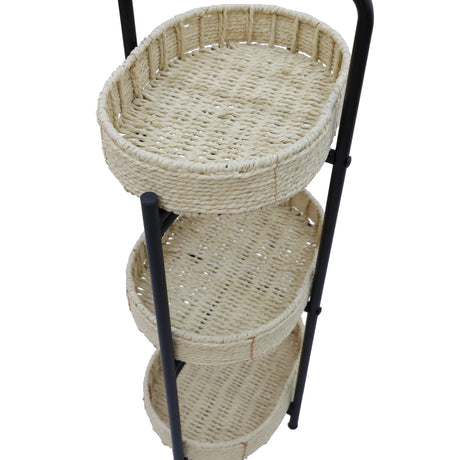 Farmhouse 3-Tier Handwoven Paper Rope Side Table - Omega Lifestyles