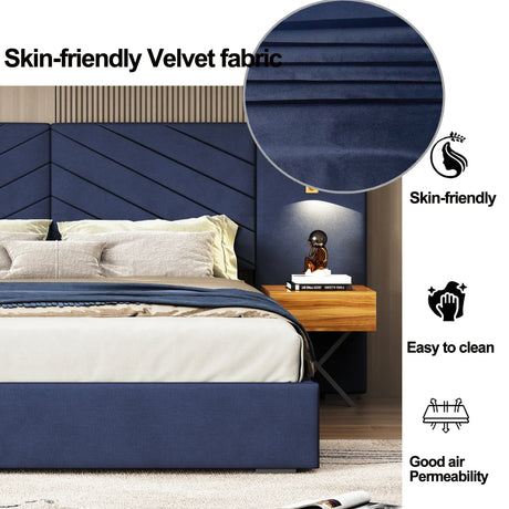 Queen Modern Velvet Upholstered Platform Bed Frame - Omega Lifestyles