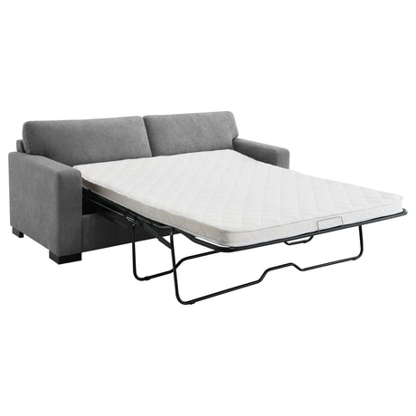 Grey Upholstered Contemporary Track-Arm Sleeper Sofa - Omega Lifestyles