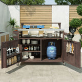 Outdoor Kitchen Island Solid Fir Wood Raised Shelf Cart - Omega Lifestyles