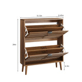 Farmhouse Walnut MDF Shoe Cabinet With Flip Drawers - Omega Lifestyles