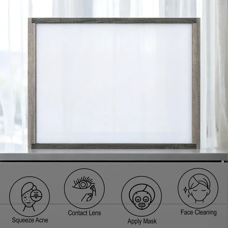 Transitional Gray Synthetic Wood Wall Mirror 50-Inch - Omega Lifestyles