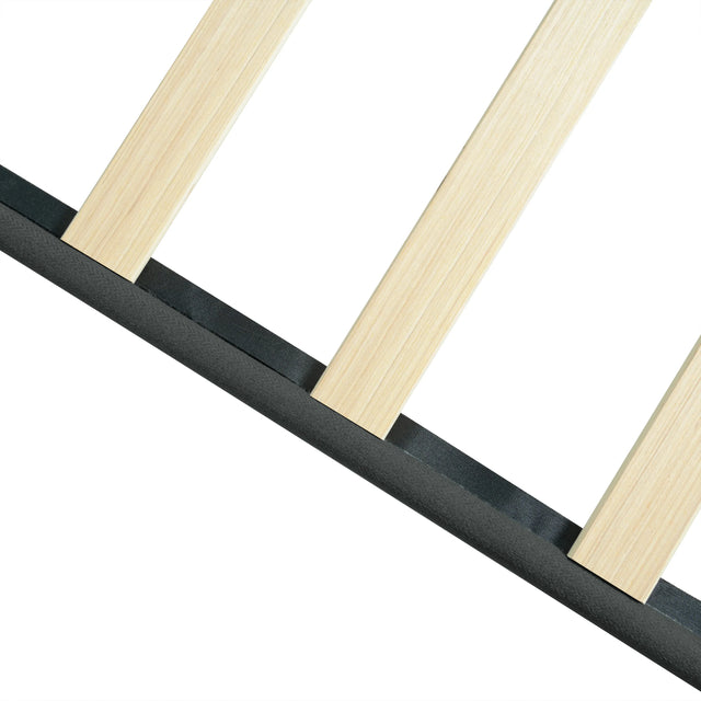 Twin Upholstered Linen Platform Bed Frame With Headboard - Omega Lifestyles