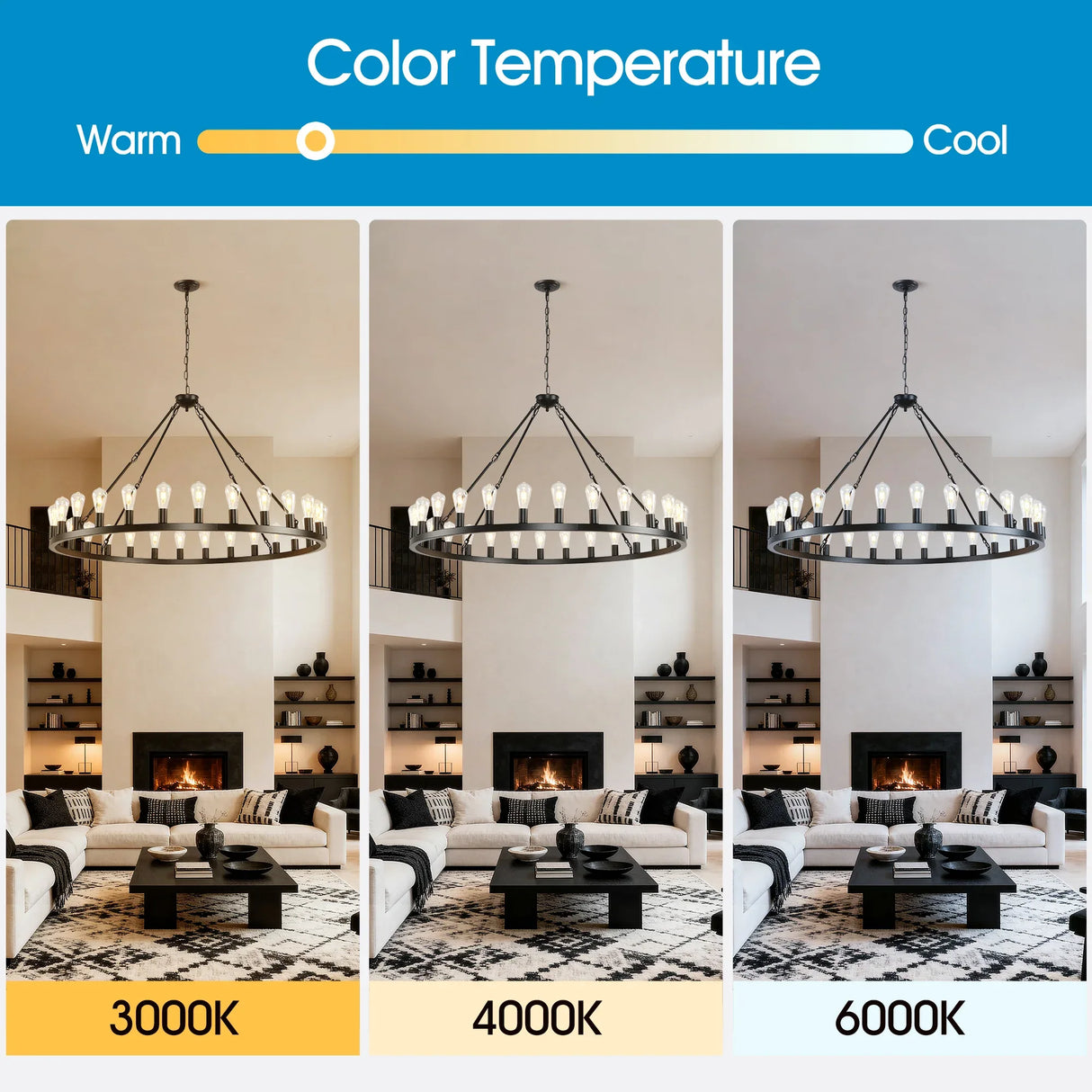 Large 53 Inch Matte Black Wagon Wheel Chandelier - Omega Lifestyles