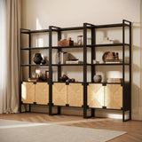 Natural Rattan Storage Cabinet Bookshelf With Doors - Omega Lifestyles