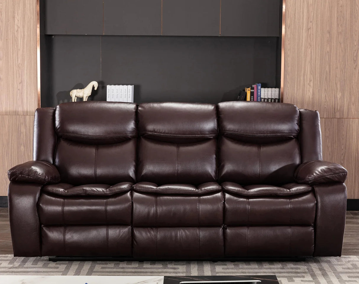 Leather Manual Reclining Sectional Sofa With Pillow Top Arms - Omega Lifestyles