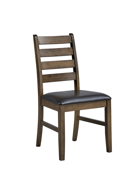 Set Of 2 Contemporary Faux Leather Brown Side Chairs - Omega Lifestyles