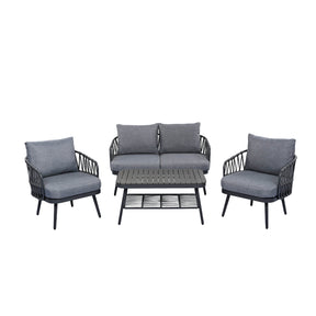 4-Piece Modern Woven Rope Outdoor Seating Set - Omega Lifestyles