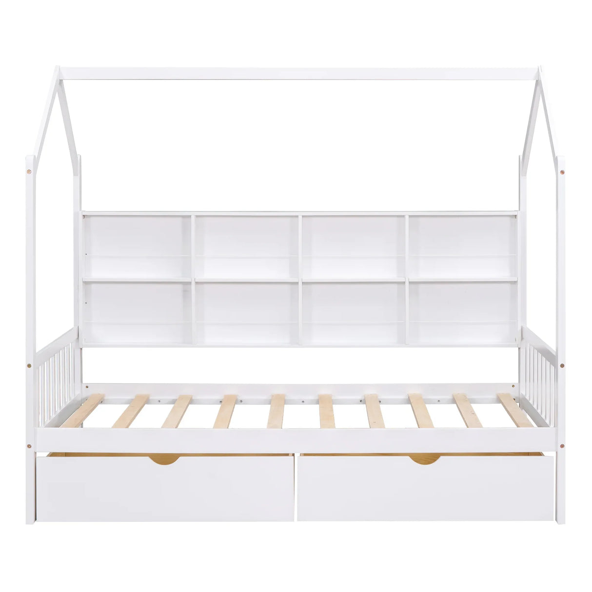 Twin Solid Wood Kids House Bed With Storage Drawers - Omega Lifestyles