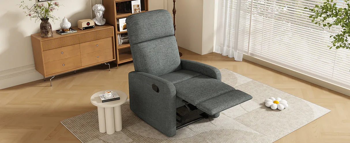 Manual Adjustable Recliner Chair Charcoal Polyester Upholstery - Omega Lifestyles
